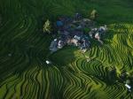 航拍贵州加榜梯田犹如绿色丝带壮美 大山手中的画卷与自然